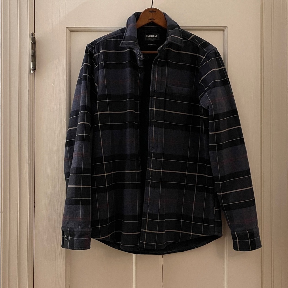 Barbour Fleece Lined Flannel Loch Overshirt Blue Plaid | Men’s Size S